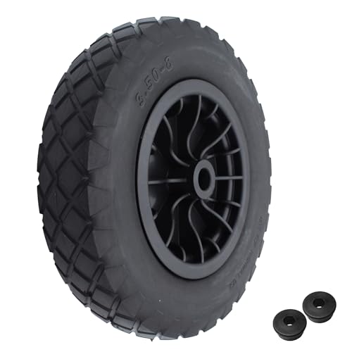 Wheelbarrow Wheel 36cm 14 inch Puncture Proof Flat-Free Replacement Solid Tyre, Plastic Hub - 25mm & 13mm Bore