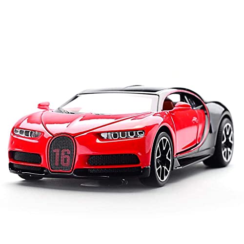 Image of DEUSON ECOM 1:32 Chiron Toy Car for Kids Diecast Metal Cars Light Sound Pull Back Openable Door Toy Cars, Black