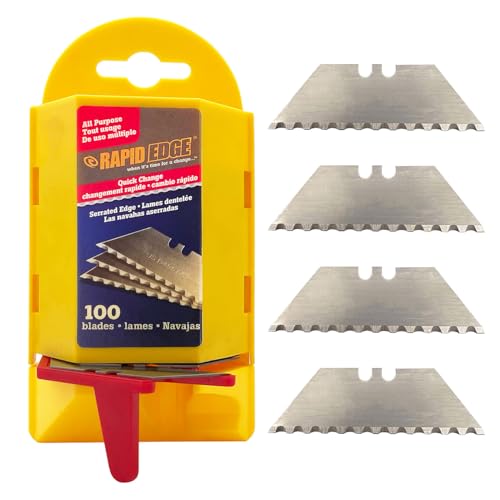 1-Pack All-Purpose Utility Knife Blades,Serrated Utility Blade for Faster & Smoother Cuts,100 Box Cutter Blades Refills Made from Durable Alloy Steel