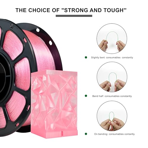Image of iBOSS Glitter Clear PLA Plus Filament, Twinkling 3D Printer Filament, Transparent Glitter Pink PLA+ Filament 1.75 mm + /- 0.02mm, Clear 3D Printing Filament 1KG Fit Most FDM 3D Printers