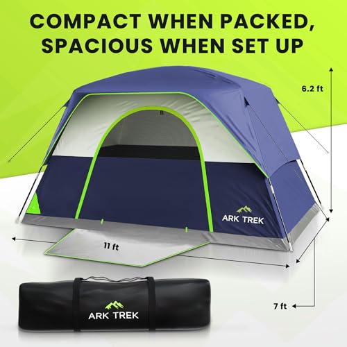 Ark Trek 6 Person Tents for Camping-Robust Family Camping Tent Cabin with Ground Sheet, Rainfly Cover, Powerport-Comfy Large Quick, Waterproof Pop up Camping Tent for Picnics Fishing Hiking M2 の商品画像 3