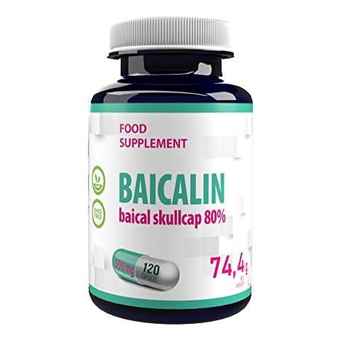 Hepatica Baicalin (Scutellaria baicalensis) Chinese Skullcap 500mg 120 Vegan Capsules, Certificate of Analysis by AGROLAB Germany, High Strength Supplement, Gluten and GMO Free Cover