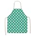 Dusenly Tablier de cuisine imperméable en coton et lin pour femme - Motif à pois - Vert