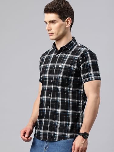 Image of Majestic Man Slim Fit Short Sleeve Checked Pure Cotton Casual Shirt