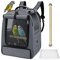 ALLSOPETS Vogelrucksack Leicht und Atmungsaktiv Tragbarer Papageiträger für Kleine Tiere mit Ständer Verstellbarer Höhe und Sichtfenster ideal für Reisen (Anthrazitgrau)