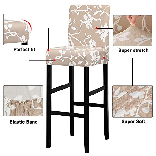 Image of Lellen Bar Stool Covers Set of 4- Jacquard Bar Stool Chair Cover with Backs,Barstool Covers Slipcovers,Stretch Barstool Seat Covers,Chair Protector Covers for Kitchen Dining Room Counter Island