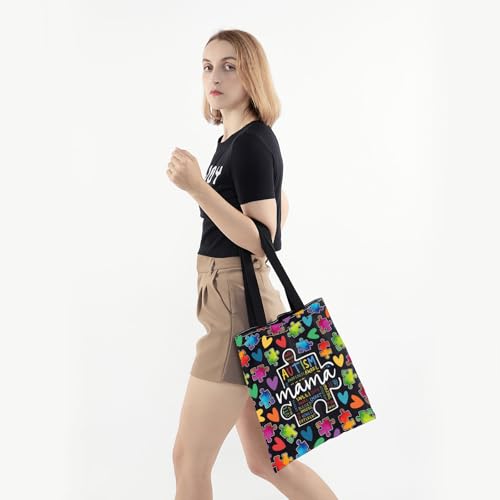 Bolso tote para concienciación sobre el autismo, regalo para mamás de niños con autismo, con diseño de rompecabezas del autismo miniatura 2