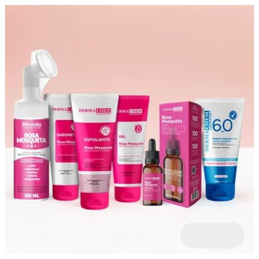 Kit Skincare Rosa Mosqueta + Mousse Micelar Rosa Rhenuks+Serum Rosa Mosqueta Clareador 100% EFICACIA+Protetor Solar FPS60 Sem Cor