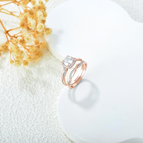 1.37 Carat (ctw) Round-Cut Moissanite Twisted Wedding Engagement Ring Set for Women, White Gold Bridal Sets Wedding Band Engagement Rings, Customizable 925 Sterling Silver, 10k gold, 14k gold, 18k gold4