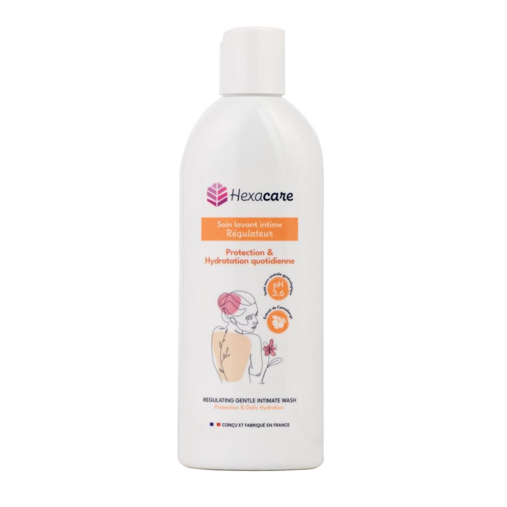 Hexacare pH Balancing Feminine Wash – Intimate Cleanser for Sensitive Skin, Helps with Odor & Discomfort, Cranberry & Lactic Acid, Soap-Free, Made in France, 6.7 Fl Oz