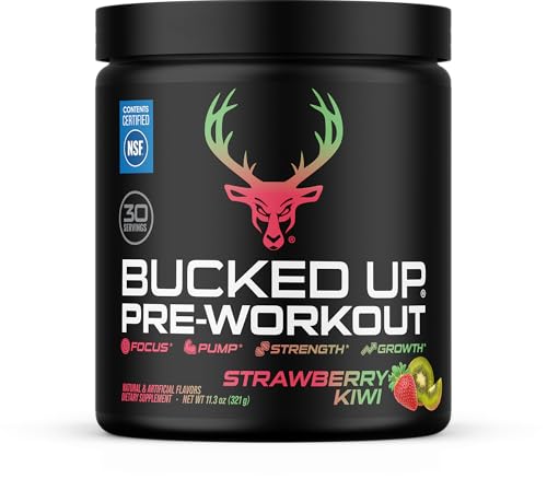 Bucked Up Pre Workout - Best Tasting - 6 Grams Citrulline, 2 Grams Beta Alanine Non Proprietary Blend, Powder (Strawberry Kiwi)