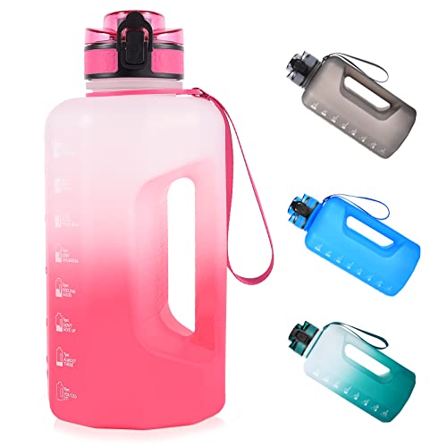 GEMFUL Gourde Sport 2,2 Litre avec Paille Carafe d'eau de Motivation avec Poignée sans BPA pour Le Sport Le Fitness et Les Activités en Extérieur (Rose) Cover