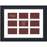 Craig Frames 21834700BK 17 by 23-Inch Black Picture Frame, Single White Collage Mat with 9-4 by 6-Inch Openings
