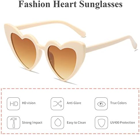Alviller 3 Pack Vintage Heart Shaped Sunglasses for Women, Fashion Retro Eyeglasses Cat Eye Style Eyewear for Girls Women Shopping Travelling Summer Party Makeup Accessories