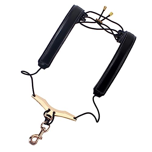 ERINGOGO Genuine Leather Saxophone Double Shoulder Neck Strap Adjustable Cowhide Material for Tenor Sax Stage Performance Black