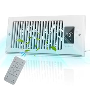 Register Booster Fan 10-Speed Control with Negative Ion, Quiet Thermostat with Remote Control, Air Vent Fan Booster for Room 4″ x 10″, Enhance Home Comfort Instantly, White