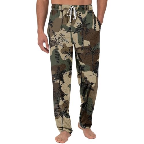 Fleece Pants Men Pajama Baggy Plaid Sleep Lounge Elastic Waist Drawstring Knit Casual Sleepwear Pockets