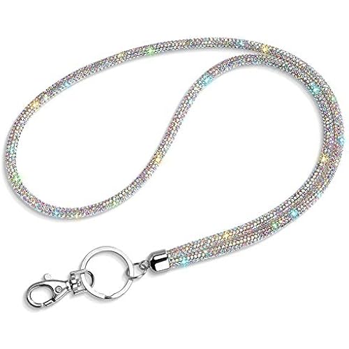 Artscope ID Card Holder Lanyard, 34.8'' All Around Bling Crystal Neck Strap Lanyard Women's Chain Badge Necklace (AB Color)