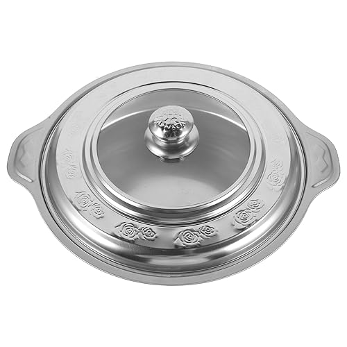 Yardenfun Buffet Plates Appetizer Serving Tray Buffet Food Plate Steam Table Buffet Pan Classic Buffet Food Holder Barbeque Grill Plate Buffet Simple Tray Charcoal Bbq with Lid Silver Glass