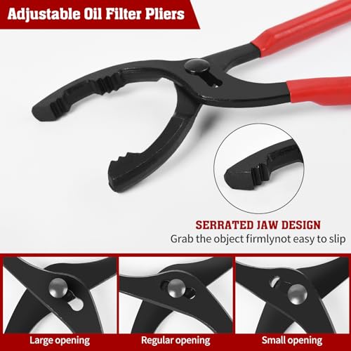 Image of TOOLEAGUE 16 inch Oil Filter Pliers, Adjustable Oil Filter Wrench Removal Tool