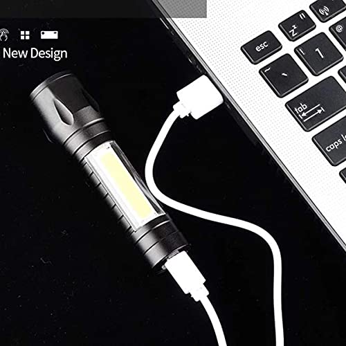 Image of Sarjak Rechargeable Spotlight 2 in 1 Led Flashlight Zoom Light Mini Size Telescopic Portable Torch with Pen Clip Outdoor Other Camping, Aluminum, 200 lumens
