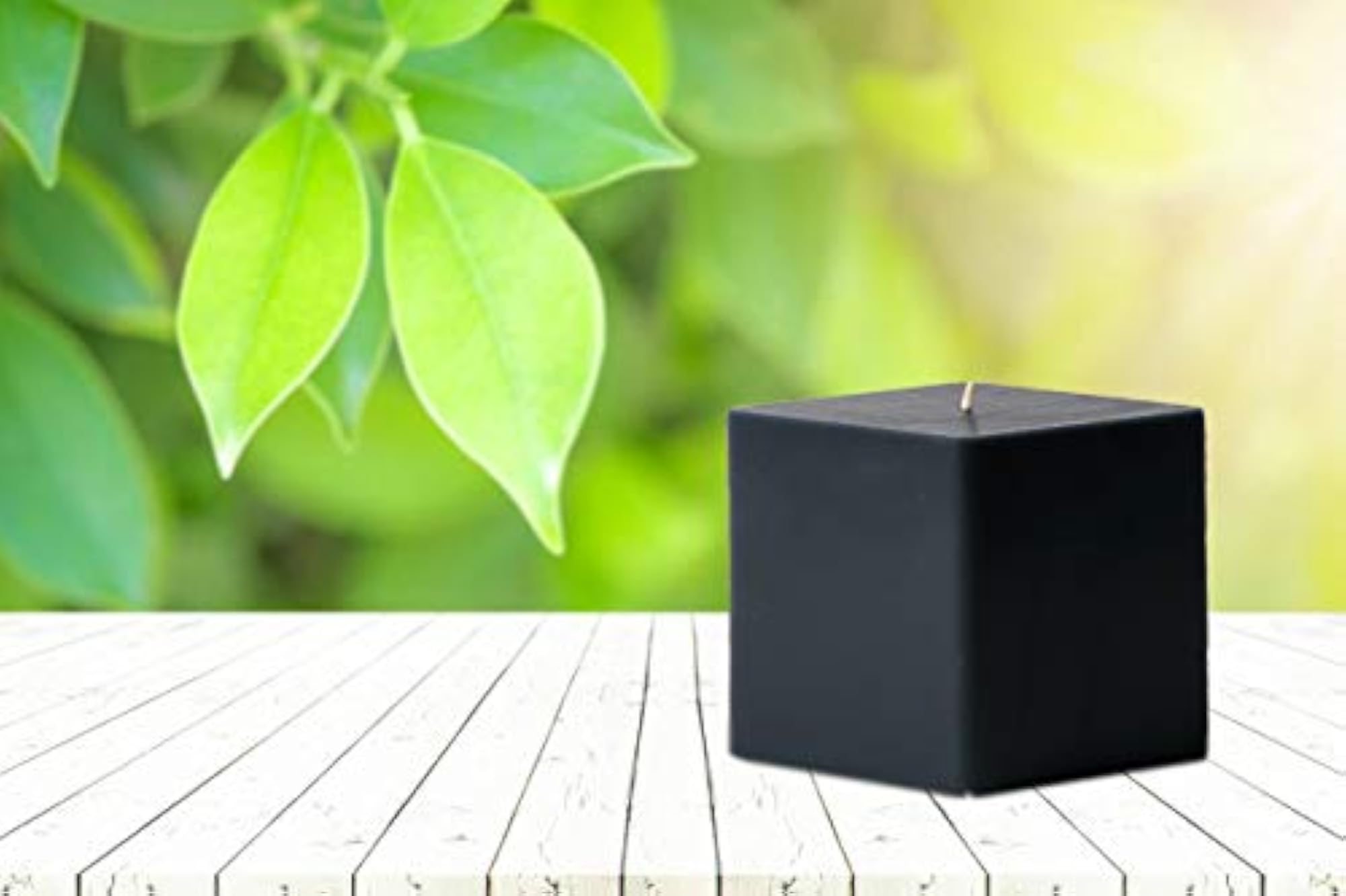 Black Square Cube Candle, 2"X2", Pack of 8, Smokeless