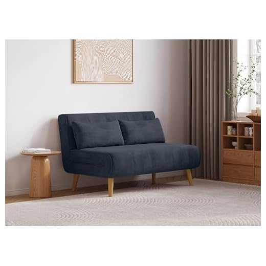 DecoInParis Banquette Convertible 2 Places en Velours Tonka (Gris)