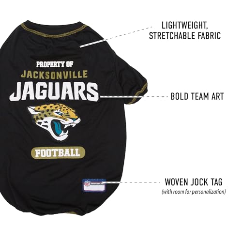 Image of NFL Jacksonville Jaguars Dog T-Shirt for Pets, Size X-Small. Officially Licensed Pet Shirt with Team Logo, Soft Stretchable -Comfort Fit Apparel for Dogs & Cats