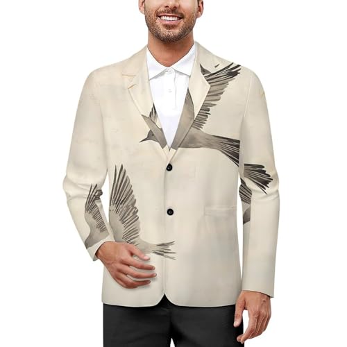 Artistic Flying Birds Pigeon Men’s Casual Blazer 2 Button Suit Jacket Business Wedding Party Coat Lightweight Suit Jackets