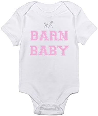 Equestrian Creations Barn Baby Horse Onesie - White with Pink Lettering - Infant Girls