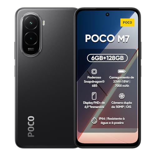 XIAOMI POCO M7 4G Smartphone 6GB+128GB,Batería súper Grande 7000mAh,Pantalla inmersiva FHD + de 6.9'' 144Hz,Snapdragon 685,microSD,Negro