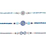 Eximious India Set of 3 Rakhi For Brother With Card Evil Eye Rakhi Set For Raksha Bandhan Designer Rakhi Thread for Bhaiya