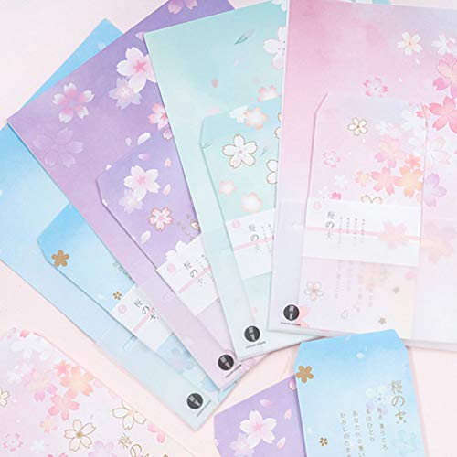 STOBOK 40 Peças de Papel de Carta Estilo Japonês para Escrever Flores de Sakura Em Papel Floral Vint