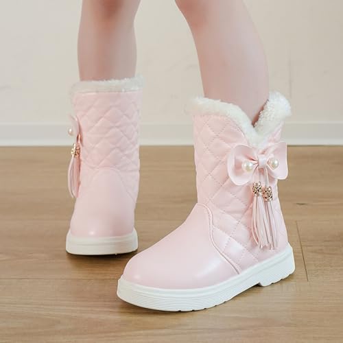 Girls Winter Snow Boots Faux Fur Lined Slip on Ankle Booties Mid Calf Non-Slip Outdoor Walking Shoes Little/Big Kids3