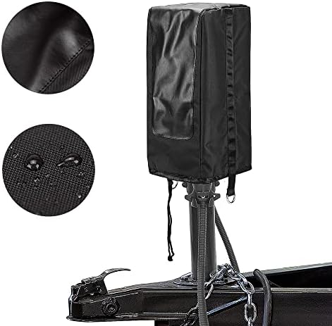 Seven Sparta Electric Jack Cover, 600D Oxford Fabric Universal RV Electric Tongue Trailer Jack Protective Head Cover (Universal Size 18″H x 7 1/2″W x 9″D)
