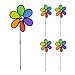 Relaxdays Windrad Blume, 5er Set, Deko Gartenstecker für Balkon, Terrasse & Garten, HBT 66 x 27 x 7 cm, Regenbogen, bunt