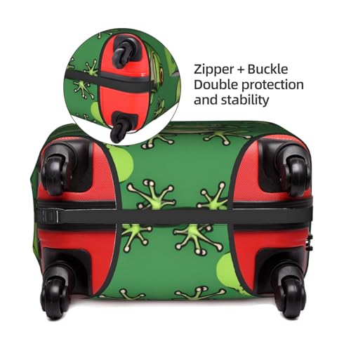 Funny Green Frogs Tsa Approved Luggage Cover For 18-32 Inch Suitcases Scratch-Resistant Stretch Luggage Cover4