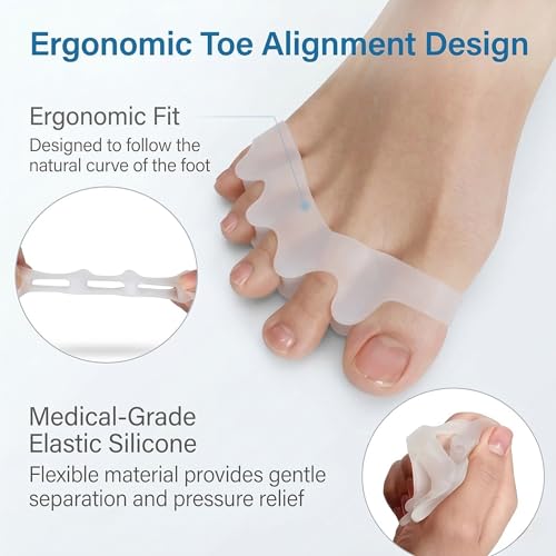 Image of Cetaplast Bunion Corrector and Toe Straightener (2 Pairs) - Medical Grade Silicone Toe Separators for All-Day Pain Relief & Alignment - Includes Pairs for Gentle Start & Active Stretch Support for Men & Women