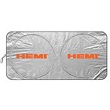 iPick Image, Compatible with - HEMI Logo Universal Fit One-Piece Easy Folding Silver Reflective Fabric Windshield Sun Shade (Size: 64