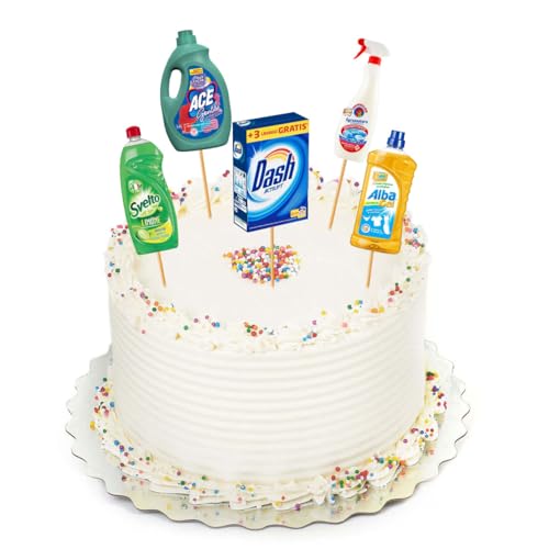 Cake Topper Picks con cartoncino sagomato 5pz personaggio a scelta per compleanno ed eventi di ogni genere elementi decorativi decorazioni per dolci (Detersivi)