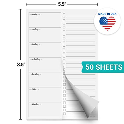Image of 321Done Weekly Planner Notepad, 5.5x8.5 Inches, 50 Sheets, Sunday Start