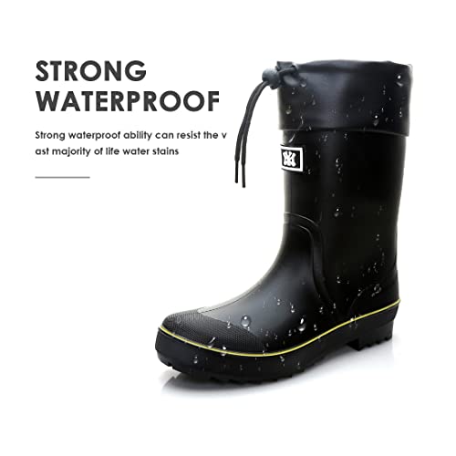 Rain Boots For Men, Waterproof Pvc Rubber Boots Mens Garden Boots, Comfort Mid-Calf Lightweight Adjustable Raining Shoes, Elastic Chelsea Ankle Rain Boots Fishing Shoes For Yard Farm Outdoor Work #TOP2