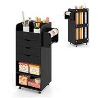 COSTWAY Mobile File Cabinet, Drawer Lateral Stationery Storage Organiser Chest with 3 Drawers, 3 Shelves, 3 Slots, 2 Hanging Rods and Wheels, Home Office Printer Stand Side Filing Cupboard (Black)