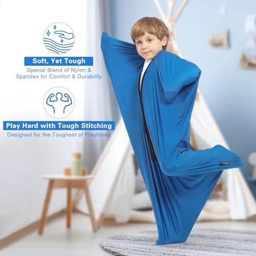 Hugsmiling Body Sock Sensory Kids, Medium 27 * 47 inch, Good for Kids Height: 48~58 inch, Soft Fabric with Strong Stitching and Snap Closures (Classic Blue) - Image 4