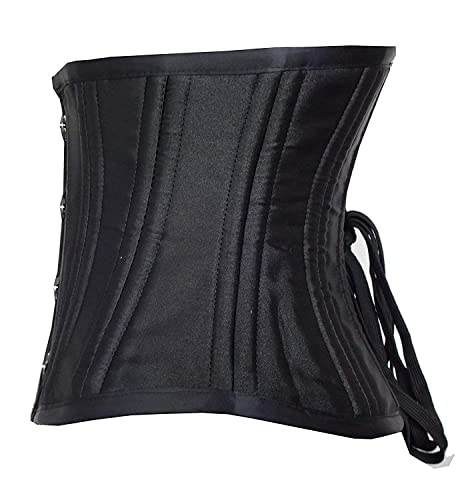 Camellias 26 Steel Boned Corset Short Torso Heavy Duty Waist Training Cincher Black Large #TOP1