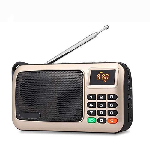 Preisvergleich Produktbild YHML Tragbare Mini-FM-Radio-Lautsprecher MP3-Musik-Player TF-Karte Mit LED-Display Und Taschenlampe Ausleuchtlampe,Gold
