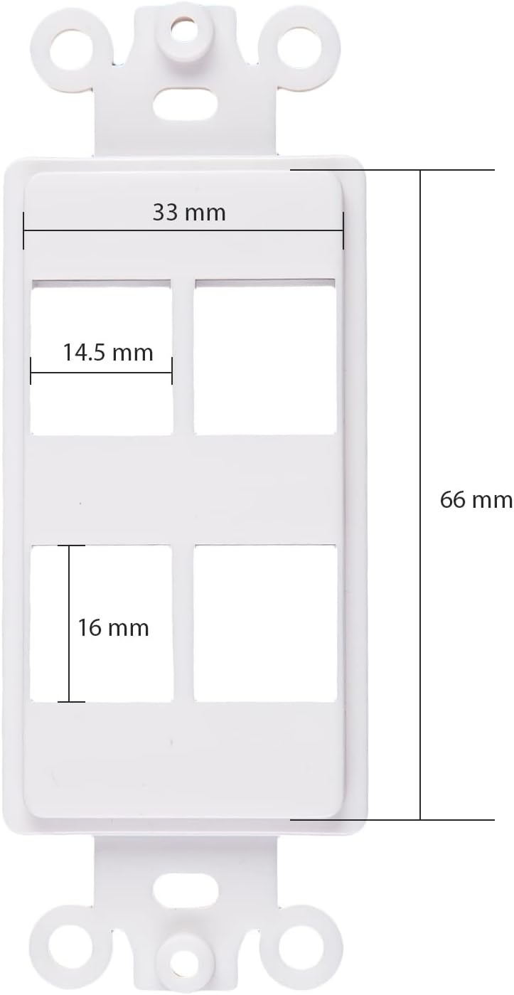 4-Port Wall Plate Decorator Keystone Insert, 4 Port, 50 Pack, White