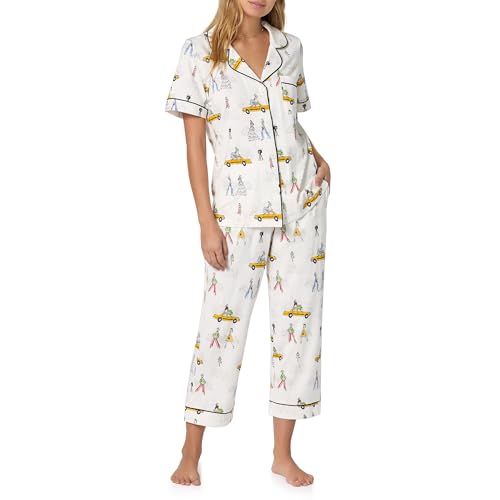 Bed Head PJs Womens Matching Pajamas - Soft Organic Cotton Button Down PJ Shirt & Cropped Pants Set - Loungewear & Sleepwear Fashion Week X-Large