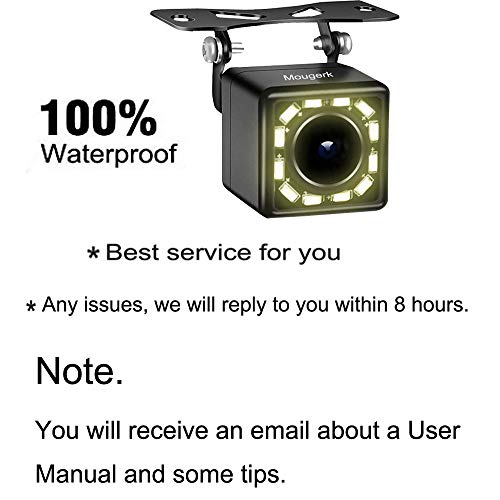 Car Rear View Camera, Mougerk Backup Camera 170 Degree Wide Angle Waterproof 12 LED Nigh Vision Lights Reverse Cameras for 12V Cars