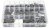 iExcell 1500 Pcs M3 x 4/6/8/10/12/16/20/25/30/35/40/45/50 Stainless Steel 304 Hex Socket Flat Head Cap Screws Blots Nuts Washers Assortment Kit